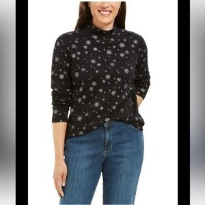 Studio Works mock turtleneck snowflake top